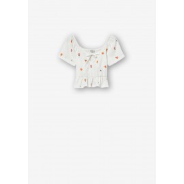 Camisetas y Polos	 Top bordado flores para niña de Tiffosi