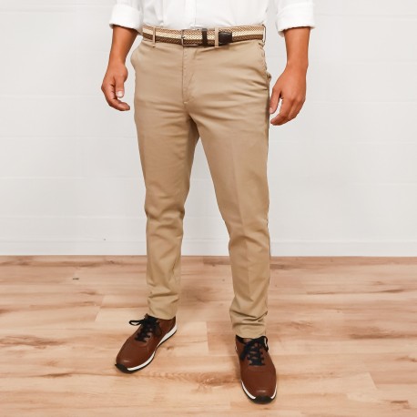 Pantalón chino con cinturón para hombre 