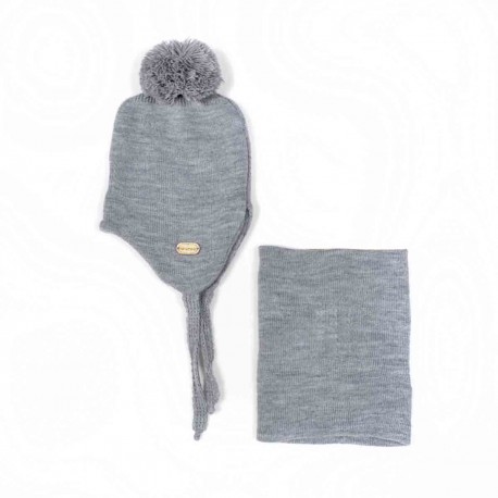 Conjunto gorro+cuello bebé pompom Mafram