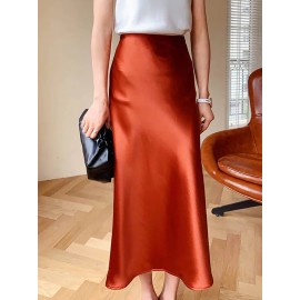 Falda midi satinada