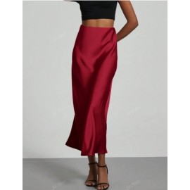 Falda satinada midi