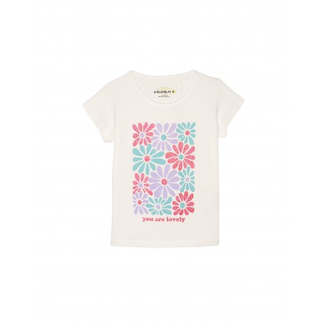 Camiseta niña manga corta flores Losan