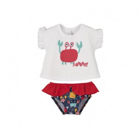 Conjunto bebé niña baño "Cangrejos"