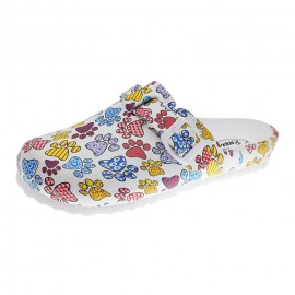 Zueco "huellas" de goma para mujer