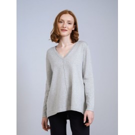 Jersey oversize cuello pico mujer