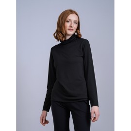 Jersey mujer largo con cuello cisne básico