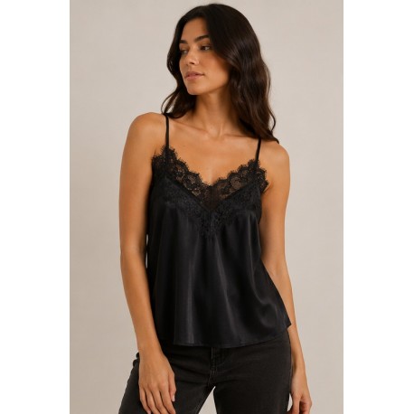 Top lencero satinado mujer