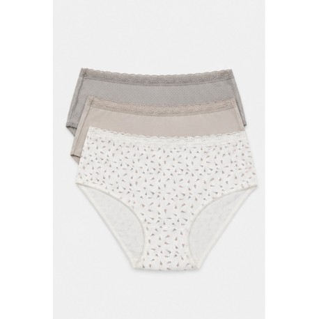 Pack 3 bragas talle alto estampadas mujer