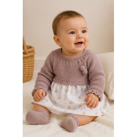 Vestidos, Petos y Monos	 Vestido combinado bebé "Conejos"