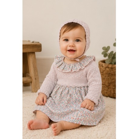 Vestidos, Petos y Monos	 Vestido combinado+capota bebé Babidu