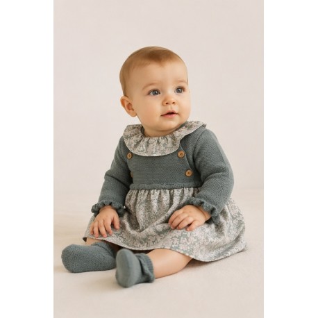 Vestidos, Petos y Monos	 Vestido punto combinado bebé