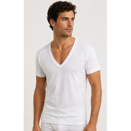 Camiseta interior cuello pico hombre