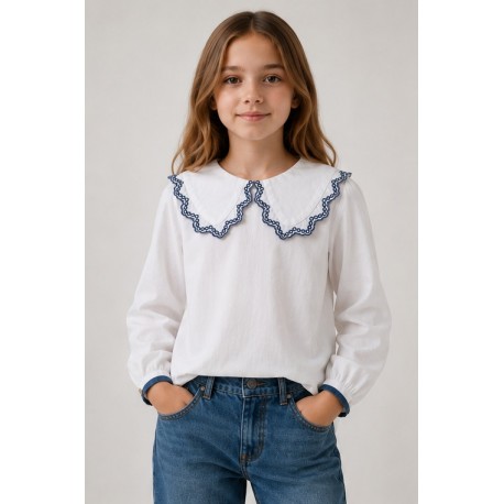 Blusas y Camisas	 Blusa cuello contraste niña Zippy