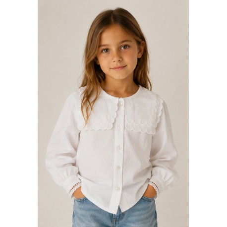 Blusas y Camisas	 Blusa cuello doble niña Zippy