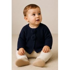 Abrigos y Chaquetas	 Chaqueta punto bebé pompones