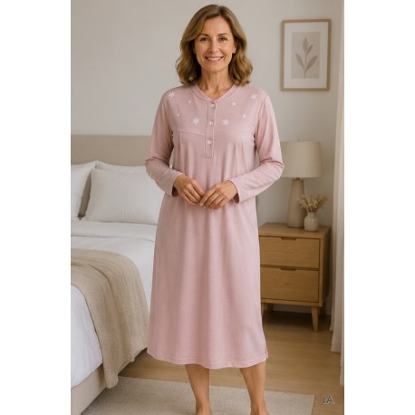 Pijamas	 Camisón flores bordadas mujer