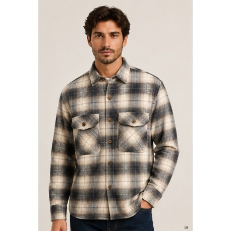 Camisas	 Sobrecamisa cuadros franela hombre