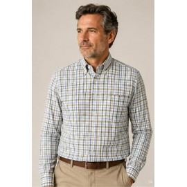 Camisas	 Camisa cuadros manga larga hombre