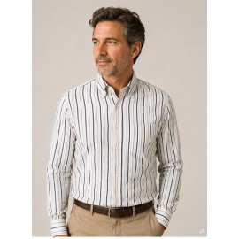 Camisas	 Camisa rayas manga larga hombre