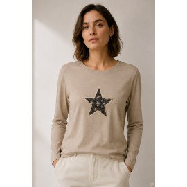 Camisetas y Polos	 Camiseta fantasía manga larga mujer