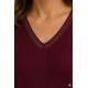 Jerséis y Sudaderas	 Jersey cuello pico brillos mujer