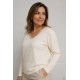 Jerséis y Sudaderas	 Jersey cuello pico brillos mujer