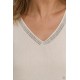 Jerséis y Sudaderas	 Jersey cuello pico brillos mujer