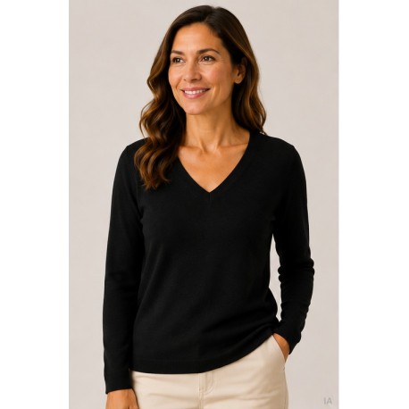 Jerséis y Sudaderas	 Jersey cuello pico mujer