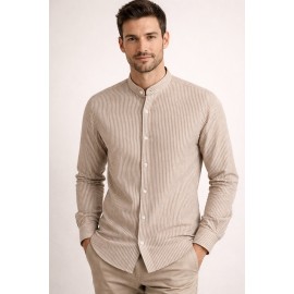 Camisa hombre rayas cuello mao