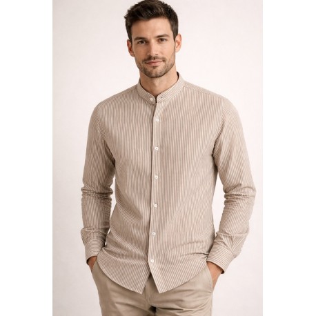 Camisa hombre rayas cuello mao