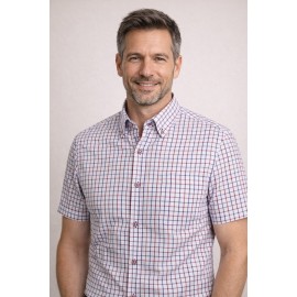 Camisa hombre manga corta cuadros