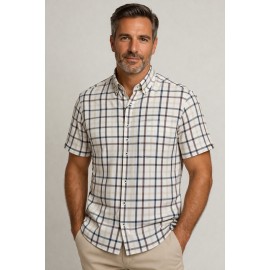 Camisa estampada hombre manga corta