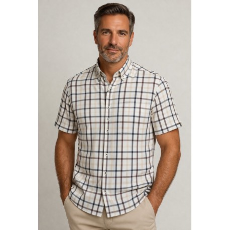 Camisa estampada hombre manga corta