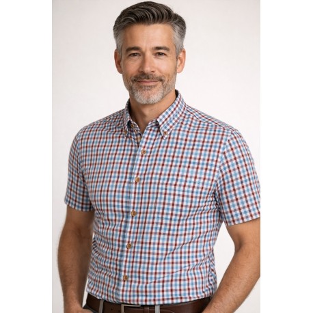 Camisa cuadros hombre manga corta