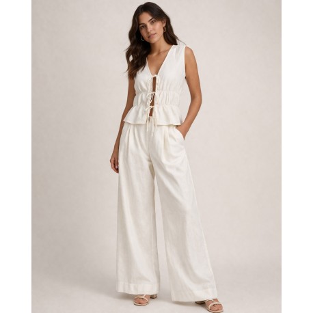 Pantalón fluido lino mujer JJXX