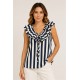 Blusa rayas volante mujer
