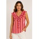 Blusa rayas volante mujer