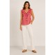 Blusa rayas volante mujer
