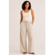 Pantalón liso fluido mujer bolsillo