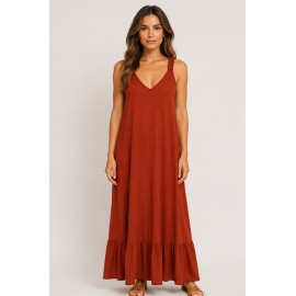 Vestido tirantes fruncidos mujer