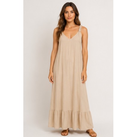 Vestido tirantes fruncidos mujer