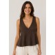 Blusa cuello pico fluida mujer