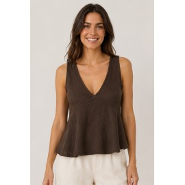 Blusa cuello pico fluida mujer