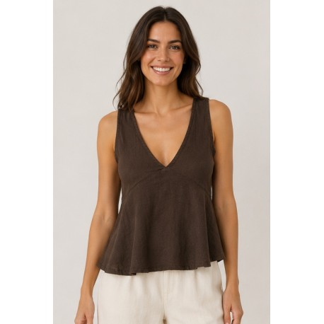 Blusa cuello pico fluida mujer