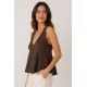 Blusa cuello pico fluida mujer