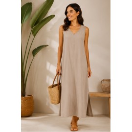 Vestido largo tachuelas mujer