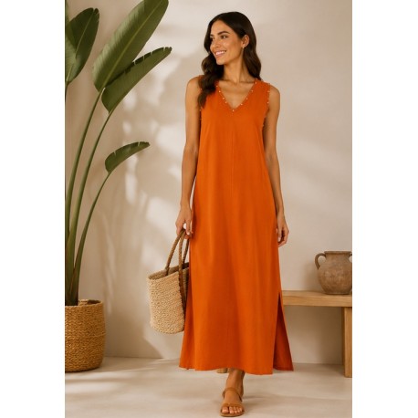 Vestido largo tachuelas mujer