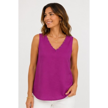 Blusa sin mangas mujer tachuelas