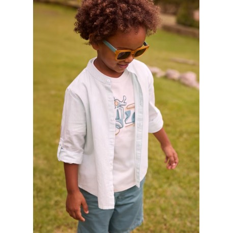Camisa niño rayas cuello mao Mayoral