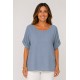 Blusa manga corta mujer lino